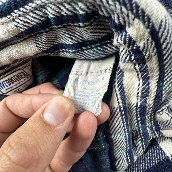 Vintage Five Brother Flannel Men 3XL Plaid Y2K Made In USA LS Shirt Pockets - Picture 7 of 7